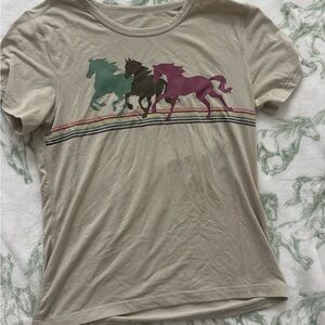 Kerrits Kids Horse Print Tee - Beige with Multicolor Horses